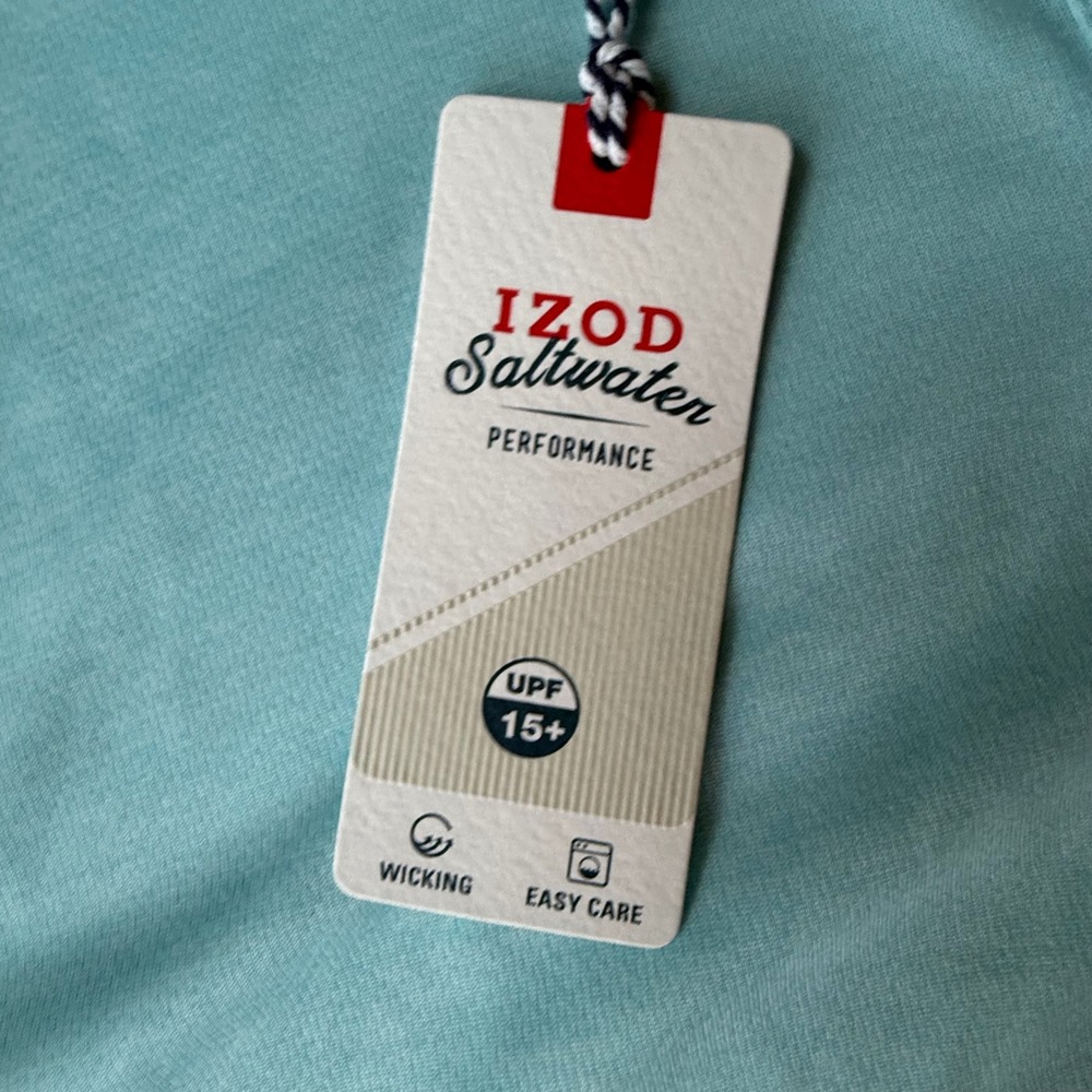 IZOD Saltwater Relaxed Classics Beach Ready Polo Shirt Mens Medium Blue - Picture 3 of 7